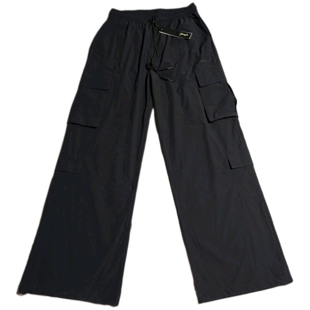 YoungLA W219 Travel Cargo Pants Womens M Black Wide Leg Lightweight NWT